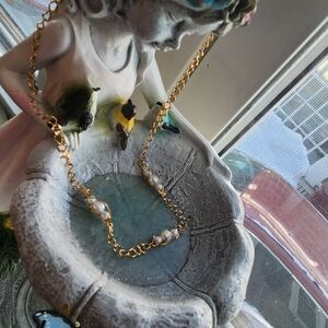 Avon Gold Necklace with Pearl Accents